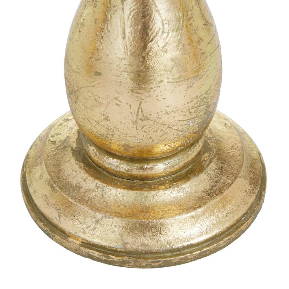 Elegant Gold Mango Wood Pillar Candle Holder Trio