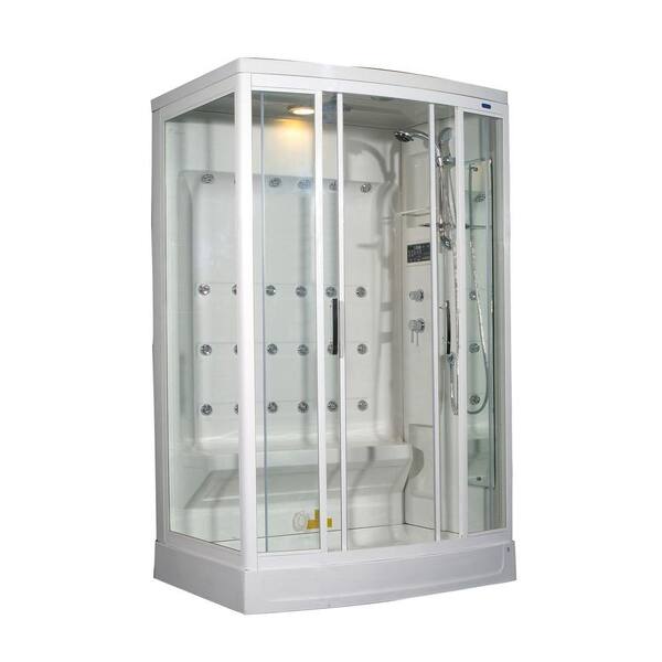 Aston ZA219 52 in. x 39 in. x 85 in. Steam Shower Right Hand Enclosure Kit in White with 24 Body Jets
