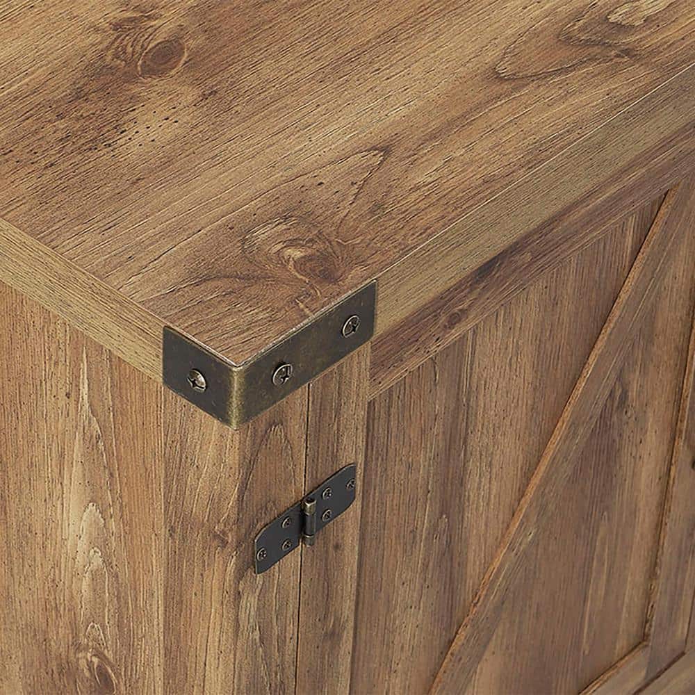 Barnwood 58" Rustic Fireplace TV Stand with Cabinet