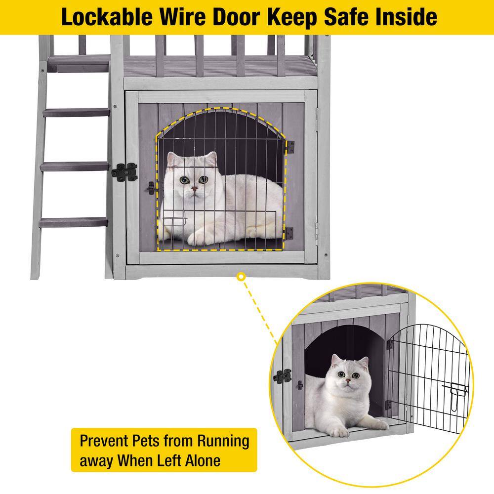Small Gray Insulated Wooden Outdoor Cat House