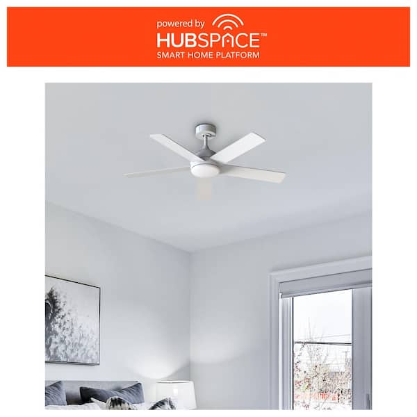 Carley 52 in. Integrated LED Indoor White Smart Ceiling Fan with Remote Control and CCT Powered by Hubspace