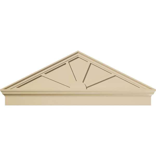 Ekena Millwork 54 in. W x 20-3/8 in. H x 2-3/4 in. P Pitch 6/12 Peaked Cap 4 Spoke Signature Urethane Combination Pediment Primed Tan