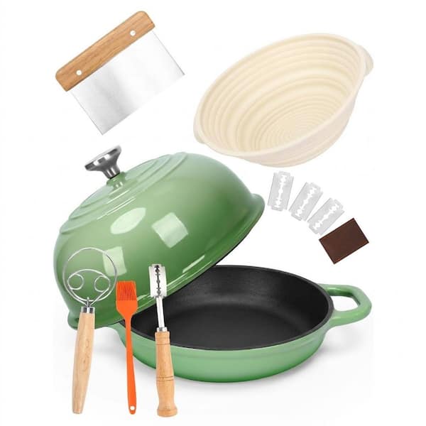 Enameled Cast Iron 6 qt. Round Dutch Oven with Lid for Bread Baking, Includes Sourdough Baking Tools, Red