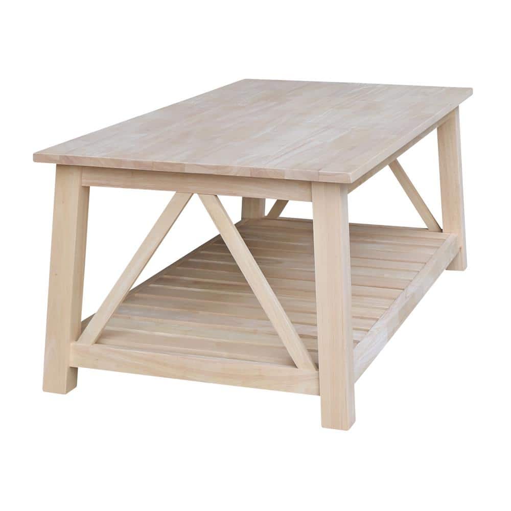 Surrey 57'' Unfinished Solid Parawood Traditional Coffee Table