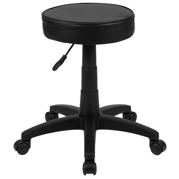 Carnegy Avenue 23.3 in. Width Standard Black Faux Leather Office Stool with Adjustable Height