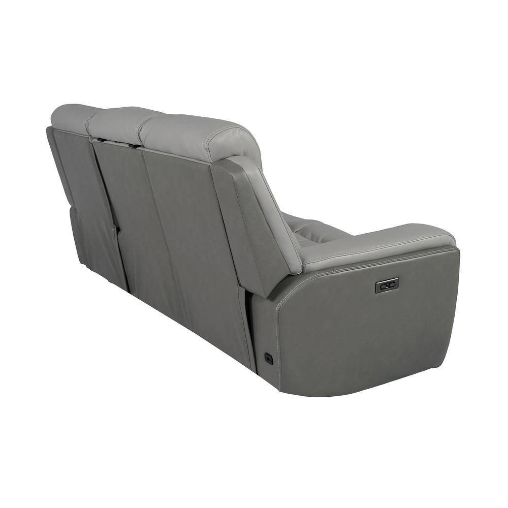 Rosalyn 87" Gray Faux Leather Reclining Sofa with Cup Holders