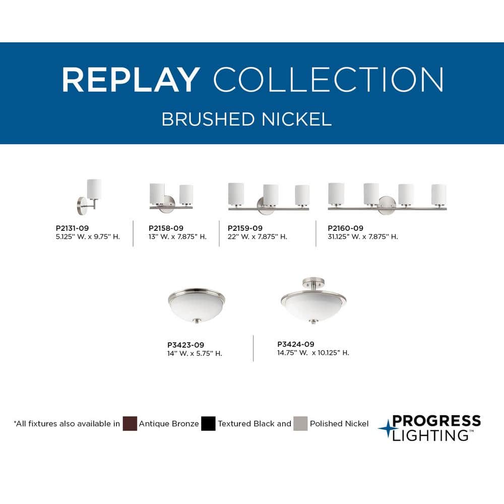 Brushed Nickel 3-Light Dimmable Bath Vanity Fixture