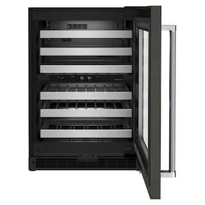 24 in. Dual Zone 46-Bottle Built-In Undercounter Wine Cooler in Black Stainless