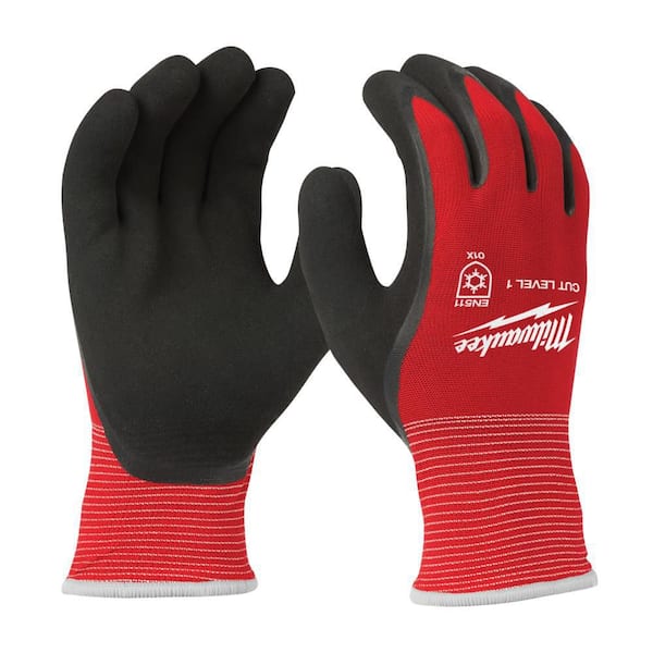 Milwaukee - Large Red Latex Level 1 Cut Resistant Insulated Winter Dipped Work Gloves (12-Pack)