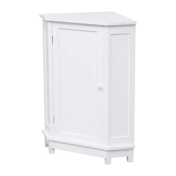 Flynama 17.5 in. W x 17.50 in. L x 31.40 in. H White Bathroom Cabinet Triangle Corner Storage Cabinet with Adjustable Shelf