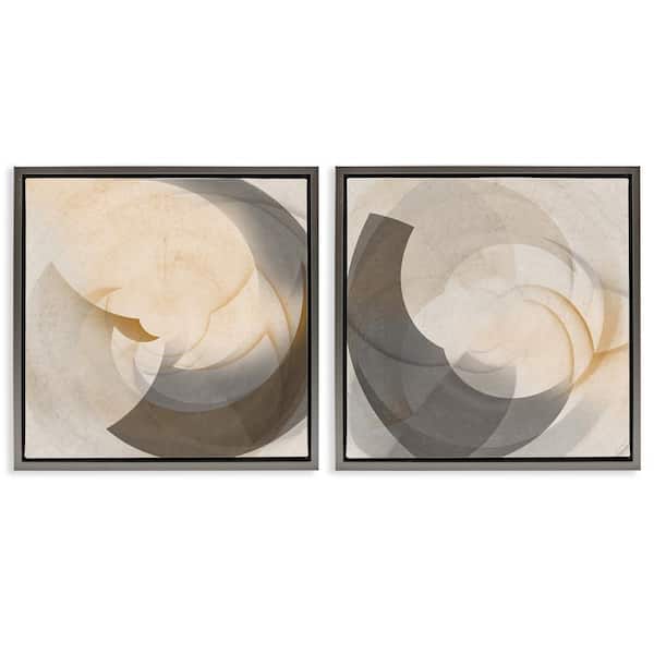 Shadowed Swoop Abstracts by Noah Bay 2 Pieces Gray Floater Frame Abstract Graphic Art Print 18 in. x 18 in.