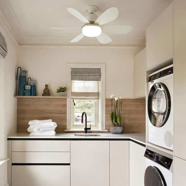 20 in. Indoor White Standard Socket Ceiling Fan with LED Light and Remote for Garage, Flush Mount