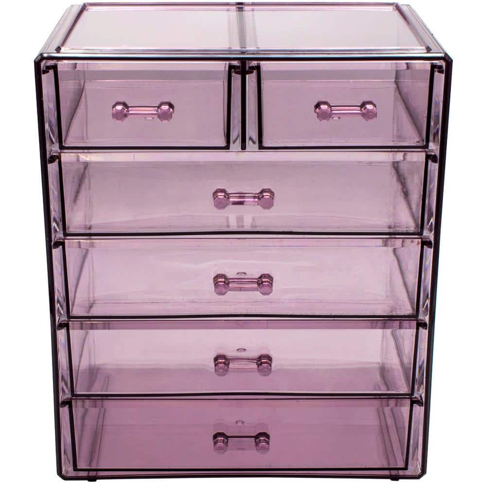 Purple Clear Acrylic 7-Drawer Makeup and Jewelry Organizer
