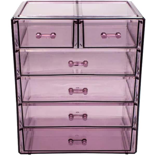 Sorbus Purple Clear Makeup Organizer MUP-STRG42-PU - The Home Depot