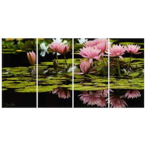 Victoria Regia on Frameless Free-Floating Reverse Unframed Printed Tempered Art Glass Panels Set, 72 in. x 36 in.