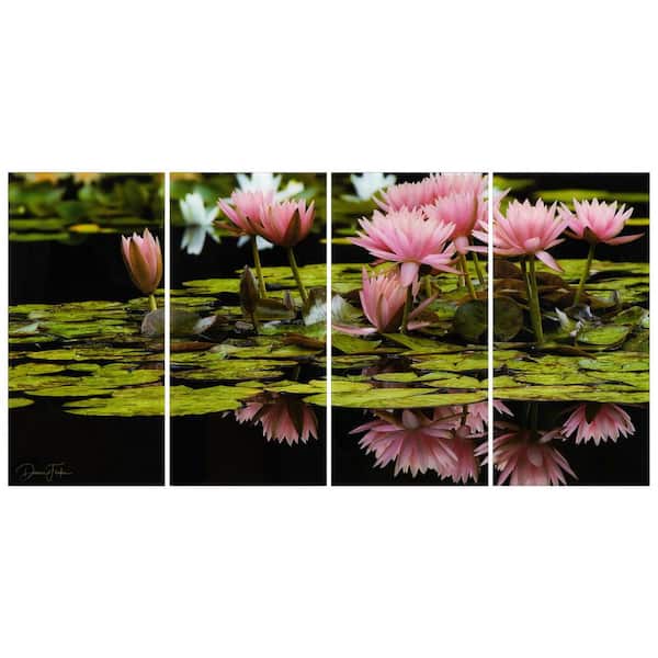 Empire Art Direct Victoria Regia on Frameless Free-Floating Reverse Unframed Printed Tempered Art Glass Panels Set, 72 in. x 36 in.