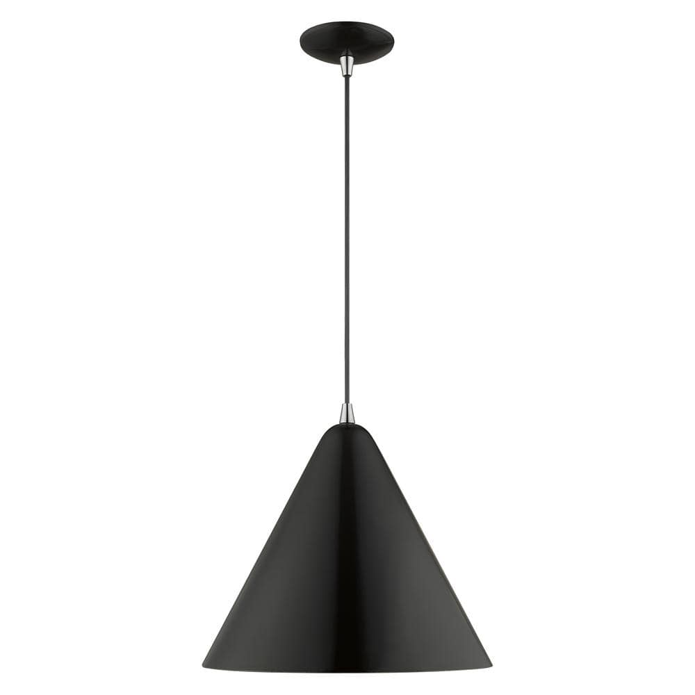 Contemporary Mini Pendant Light with Gold Interior & Shiny Black Exterior