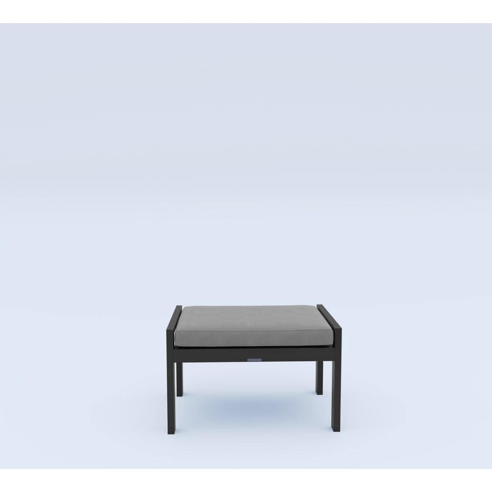 Lakeview Charcoal 17'' Modern Aluminum Outdoor Ottoman with Cushion