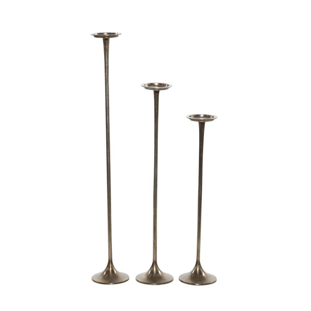 Set of 3 Black Tall Aluminum Candle Holders