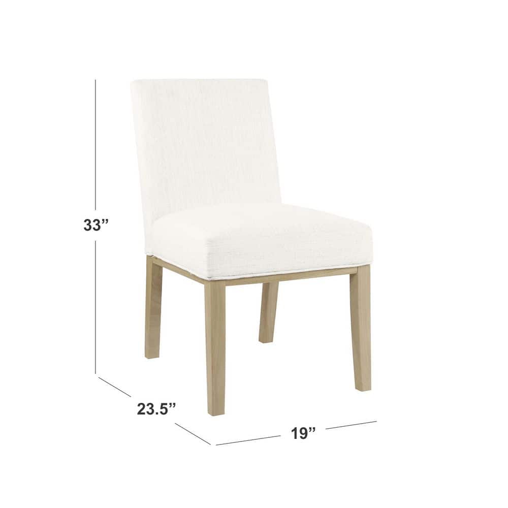White Faux Leather Upholstered Parsons Dining Chair with Wood Legs