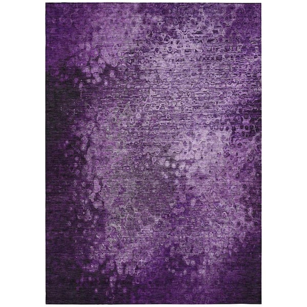 Purple 5 ft. x 8 ft. Woven Border Rectangle Indoor/Outdoor Area Rug