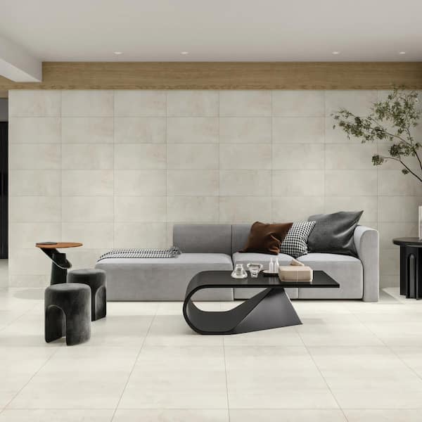 Shandar Rectangular 12 in. x 24 in. Matte Social White Porcelain Tile (9.68 sq. ft./Case)