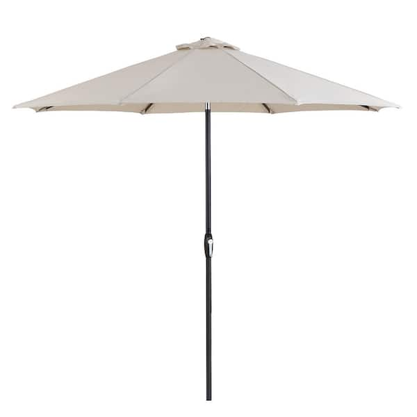 CASAINC 9 ft. Steel Market Auto Tilt Crank Patio Umbrella in Beige XDO ...