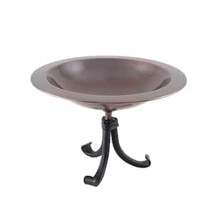 12.75 in. Dia Antique Copper Classic II Birdbath with Tripod Stand