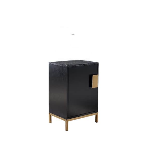 Signature Home SignatureHome Grant Black/Gold Finish 24 in. H Storage Cabinet with 1 Adjustable Shelves. Dimension (16Lx12Wx24H)