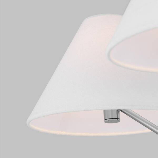 SCOTT LIVING - Burke 5-Light Brushed Steel Medium Chandelier with White Linen Fabric Shades