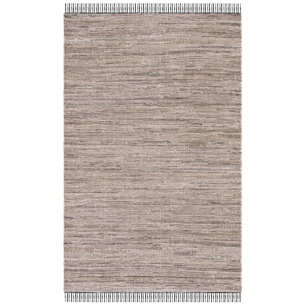 Rag 6 ft. x 9 ft. Beige/Black Abstract Striped Area Rug