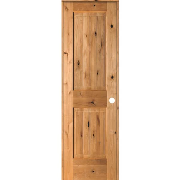 Krosswood Doors 24 in. x 80 in. Knotty Alder 2 Panel Left-Hand Square ...