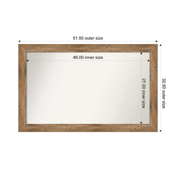 Amanti Art Owl Brown 51.5 in. W. x 32.5 in. Custom Non-Beveled Wood Framed Bathroom Vanity Wall Mirror