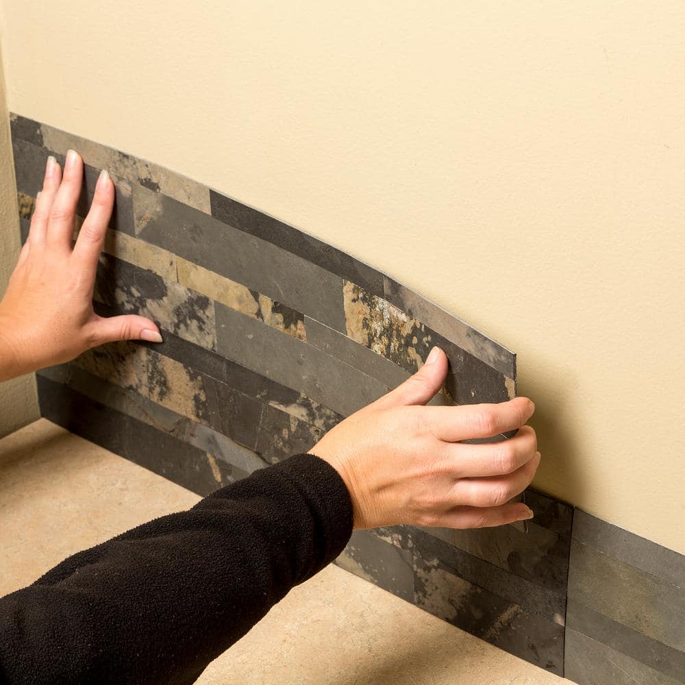 Medley Slate Peel and Stick Natural Stone Backsplash Tile
