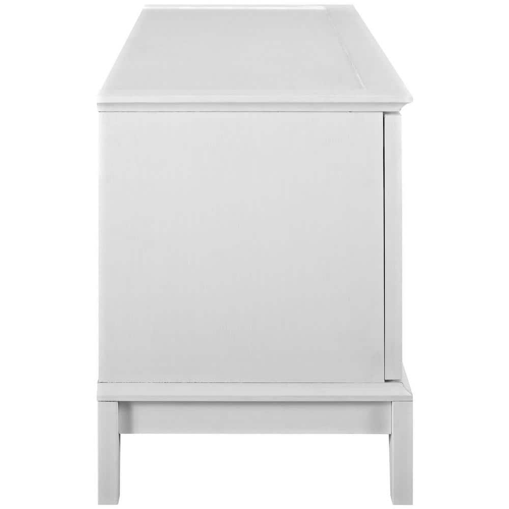 Coastal Charm White Lacquered 47" TV Stand with Glass Cabinets
