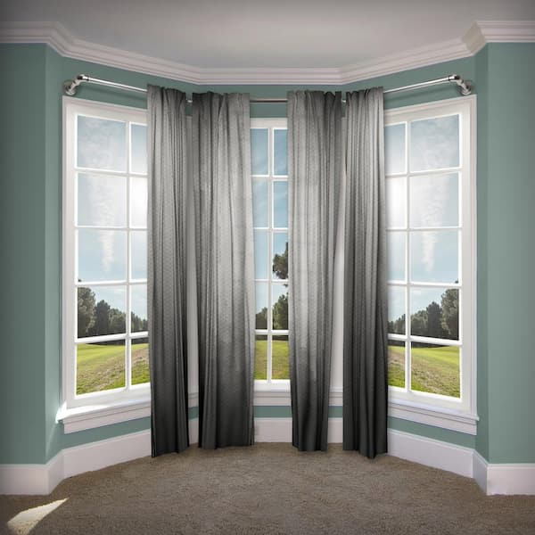 87 in. - 160 in. Single Bay Window Curtain Rod in Satin Nickel