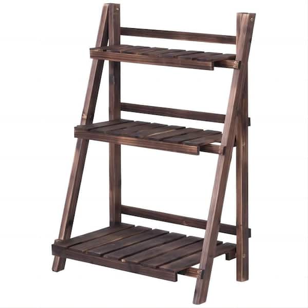 Alpulon Outdoor Brown Wood Design Folding Plant Stand (3-Tier)