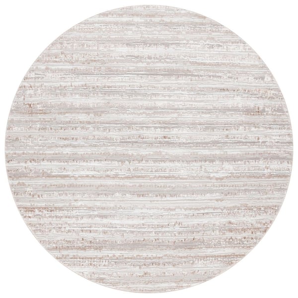 SAFAVIEH Parker 7 ft. x 7 ft. Taupe/Beige Abstract Stripes Round Area Rug