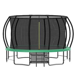 Green 16 ft. Outdoor Trampoline for Kids and Adults with Enclosure Net