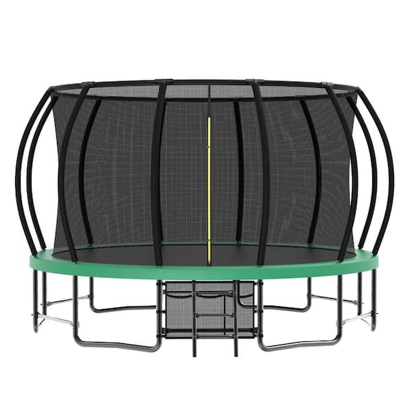 Sudzendf Green 16 ft. Outdoor Trampoline for Kids and Adults with Enclosure Net