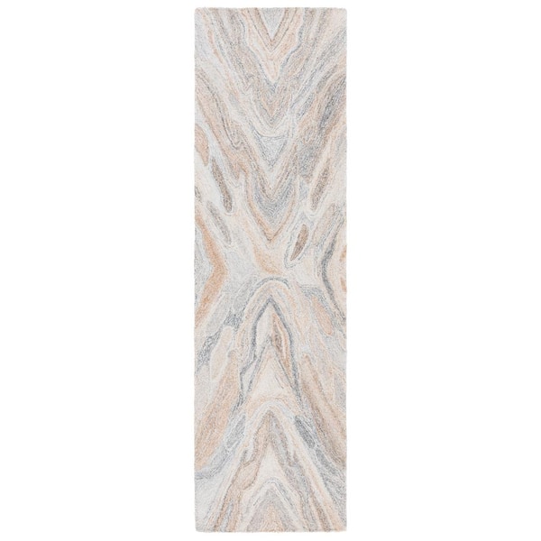 SAFAVIEH Abstract Gray/Rus 2 ft. x 8 ft.t Geometric Tile Runner Rug