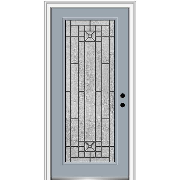 MMI Door 32 in. x 80 in. Courtyard Left-Hand Full Lite Decorative Painted Fiberglass Smooth Prehung Front Door, 4-9/16 in. Frame
