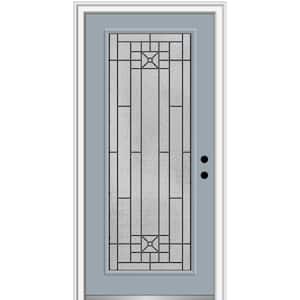 36 in. x 80 in. Courtyard Left-Hand Full Lite Decorative Painted Fiberglass Smooth Prehung Front Door, 6-9/16 in. Frame