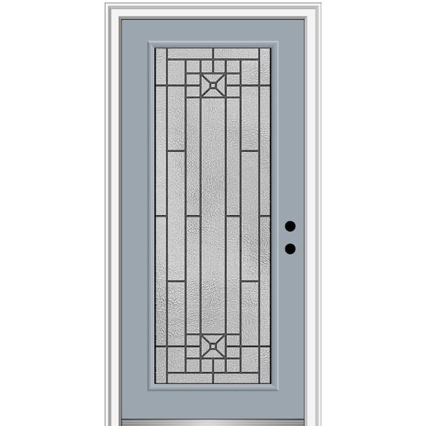 MMI Door 36 in. x 80 in. Courtyard Left-Hand Full Lite Decorative Painted Fiberglass Smooth Prehung Front Door, 6-9/16 in. Frame