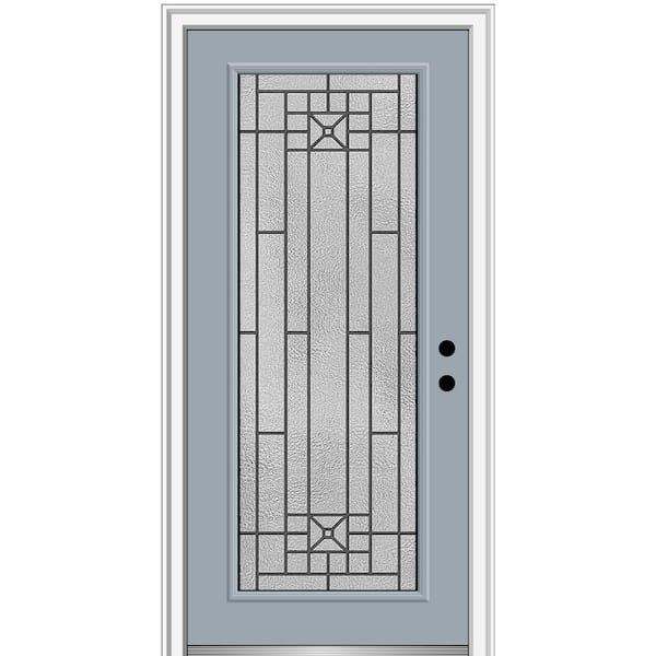 MMI DOOR 36 in. x 80 in. Courtyard Left-Hand Full Lite Decorative Painted Fiberglass Smooth Prehung Front Door, 6-9/16 in. Frame