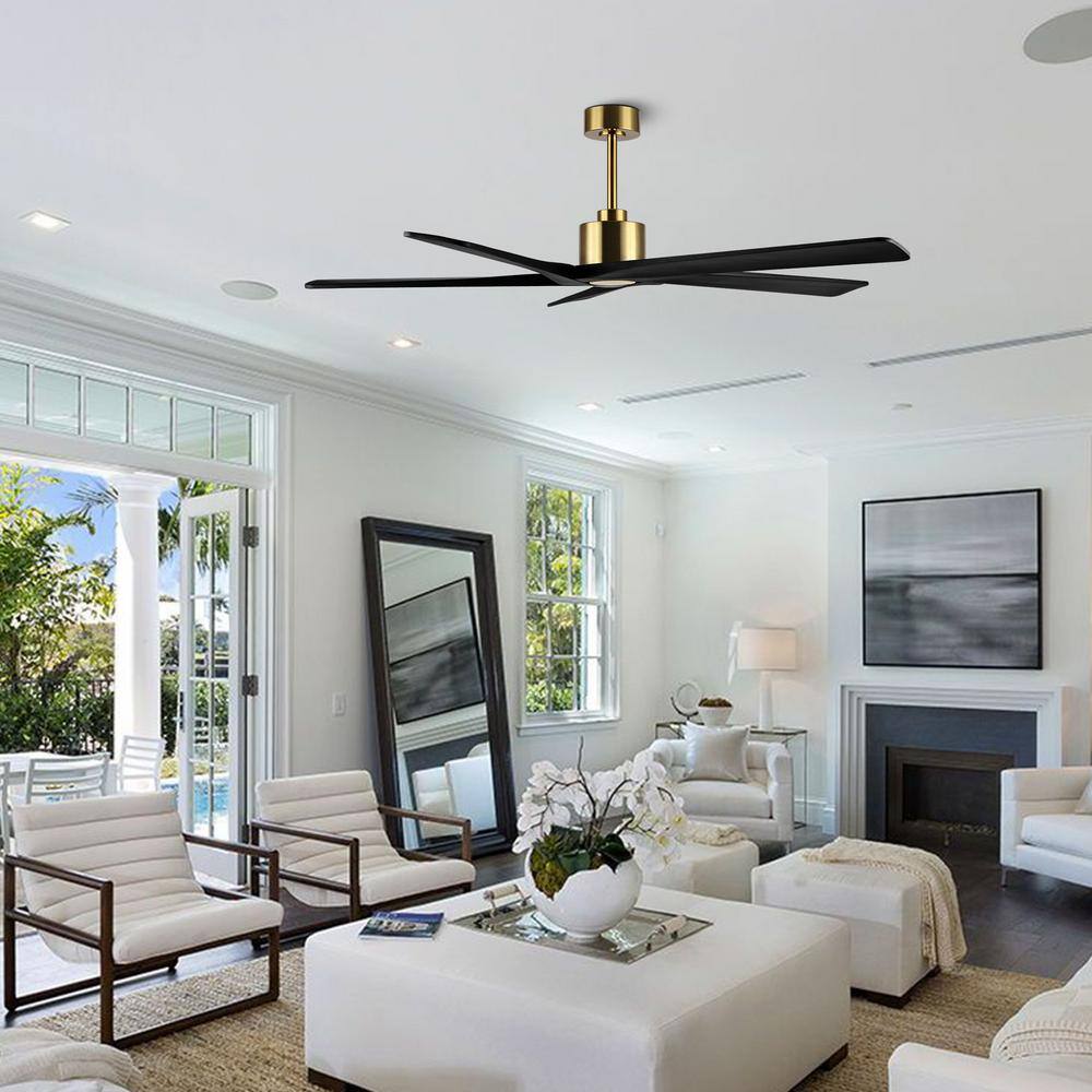 54" Gold and Black 5-Blade Ceiling Fan with Remote