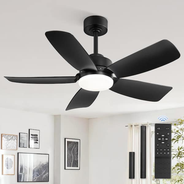 42 in. Indoor Matte Black Standard Ceiling Fan with 3-Color Temperature Integrated LED with Remote Control