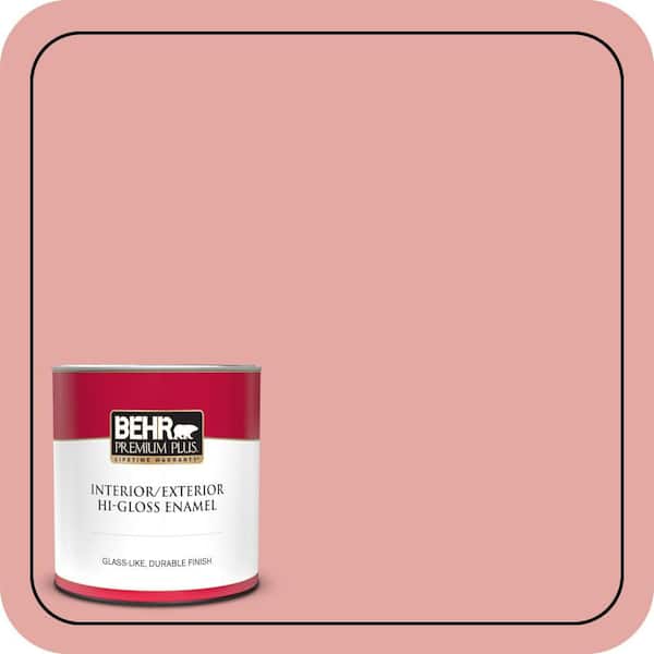 BEHR PREMIUM PLUS 1 qt. #MQ4-03 Coral Fountain Hi-Gloss Enamel Interior/Exterior Paint & Primer