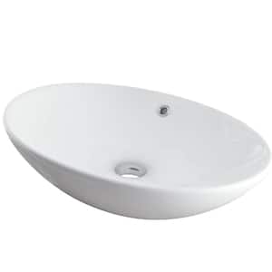 Bianco Uovo Porcelain Vessel Sink in White