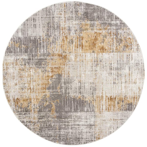 SAFAVIEH Craft Gray/Beige 4 ft. x 4 ft. Plaid Abstract Round Area Rug